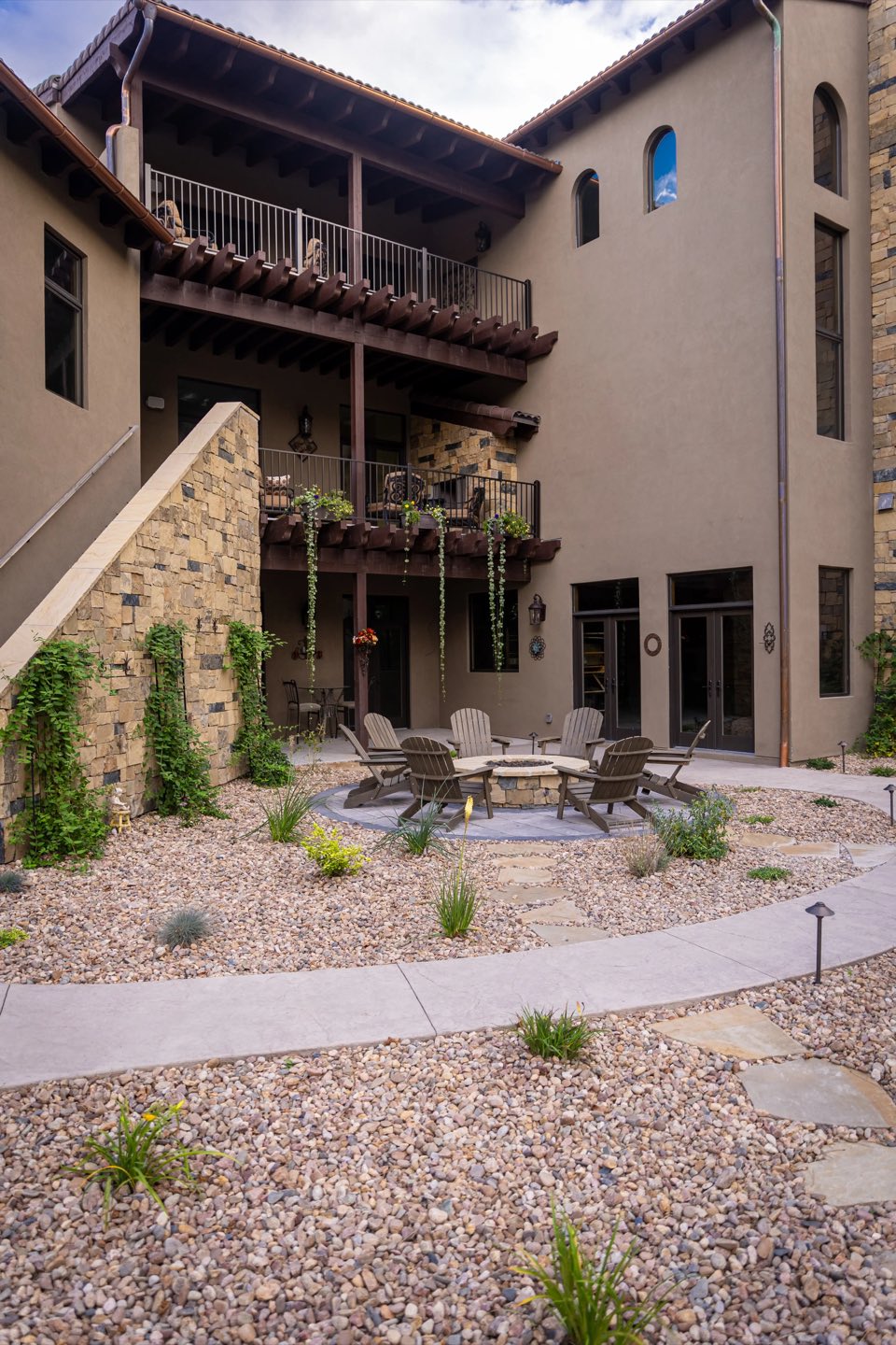 Paver courtyard beside the house