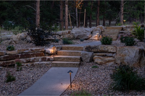 Stone staircase through drought planting